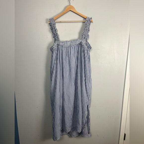 J.Crew Women’s Cotton voile ruffle-trim Lined dress striped pockets size XXL - Picture 9 of 13